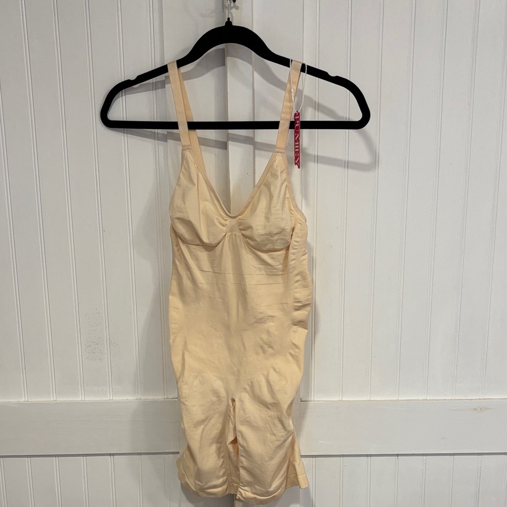 Pumiey: Cream, 1 piece Shapewear Romper W/adjustable straps size L/XL